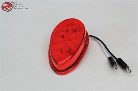 Tear Drop Style Red Led Clearance Marker Light Bezel Hot Rat Rod Custom Truck