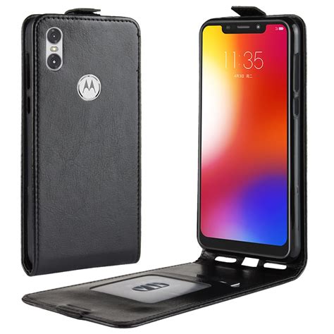 Funda De Cuero Abierta Para Motorola Moto One P Play Carcasa