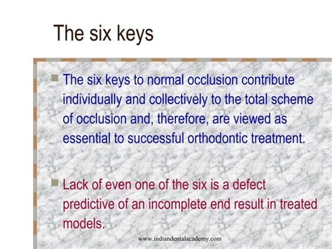 Andrews 6 Keys Of Normal Occlusion Certified Fixed Orthodontic Cours…