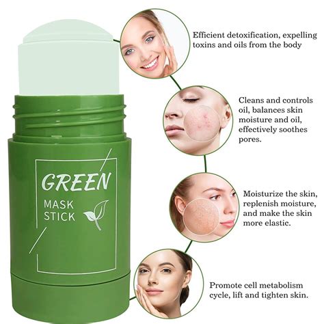 Green Mask Stick Green Tea Cleansing Mask Stick Face Moisturizes Oil