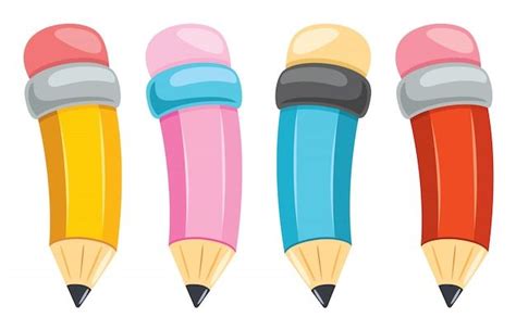 Lápis coloridos para educação infantil Vetor Premium Colored