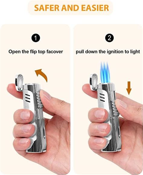 Cigar Jet Lighter Windproof Lighter With Flame Refillable Butane