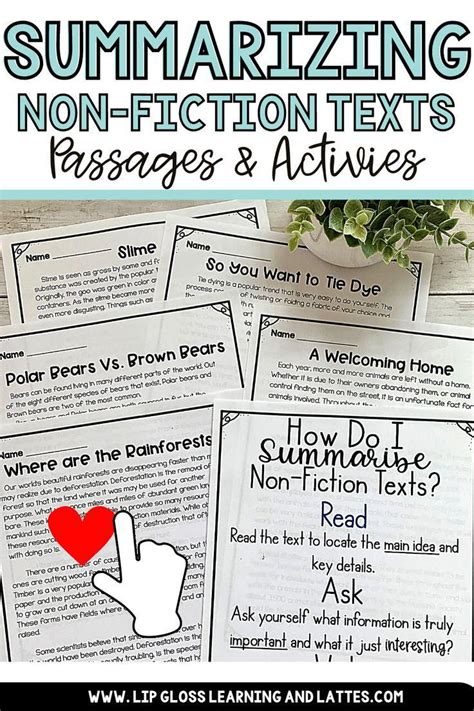 Reading Comprehension Summarizing Fiction Texts Activities And Reading