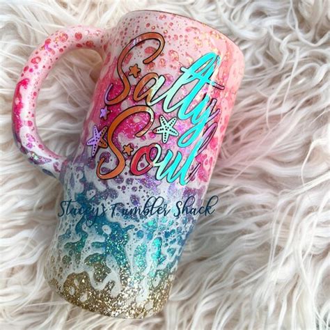 Neon Glitter Beach Tumbler Salty Soul Salty Beach Etsy