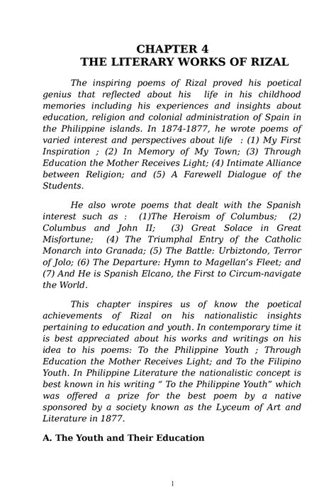 The Literary Worksof Rizal Chapter 4 The Literary Works Of Rizal The