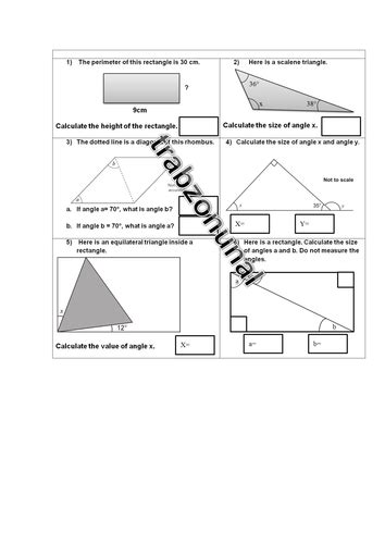 Properties Of Rectangles And Triangles Missing Angles Facts Ks2