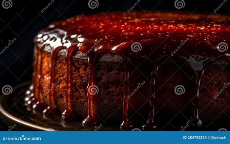 Indulgent Chocolate Cake Slice On A Plate Ready For Celebration