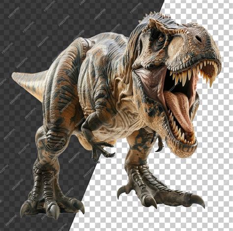 Premium Psd Ferocious Tyrannosaurus Rex Roaring With Open Mouth On