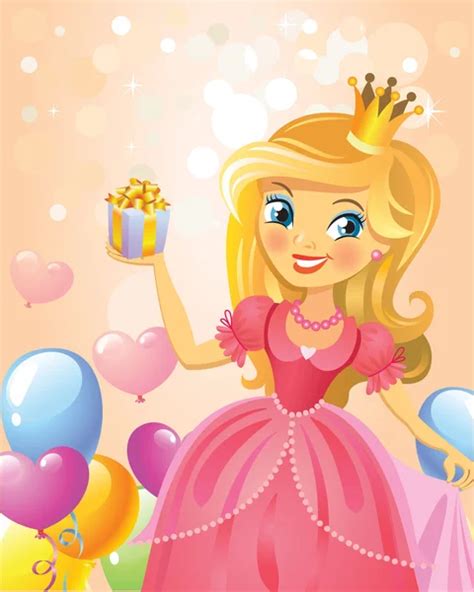 Happy Birthday Princess Greeting Card ⬇ Vector Image By © Azzzya