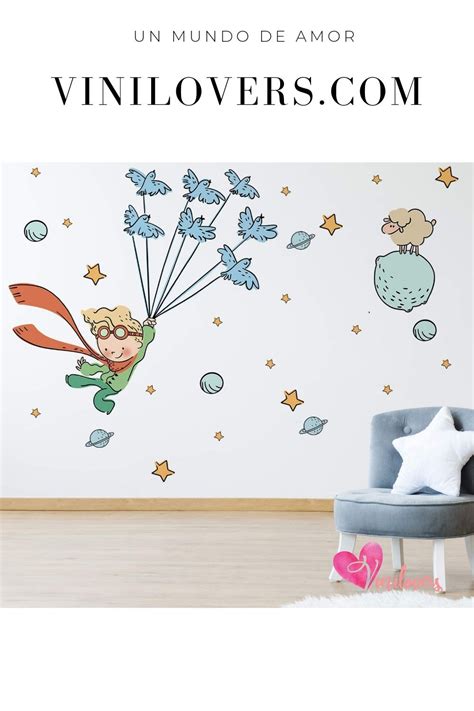 Vinilo Diseño De Habitacion De Bebé De El Principito Y Planetas♥️