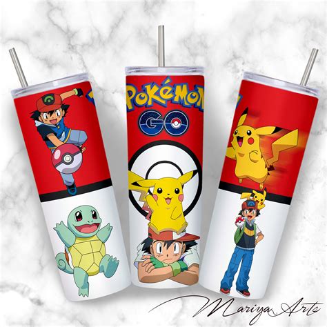 Pokemon Anime Tumbler Wrap Png Oz Skinny Tumbler Pikachu Friends