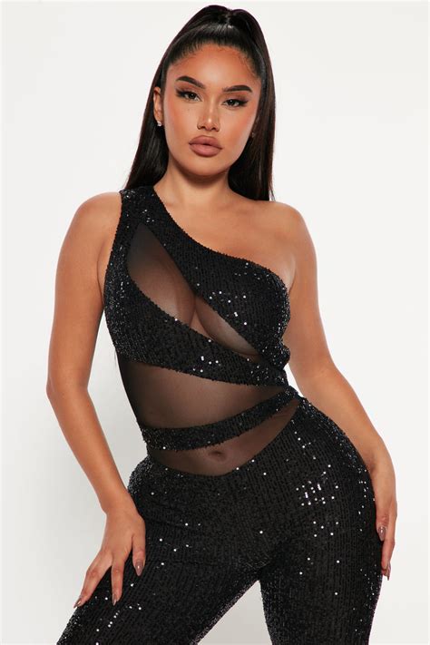 Nadine Sequin Jumpsuit Black Fashion Nova Jumpsuits Fashion Nova