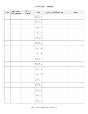 Printable Ovulation Tracker