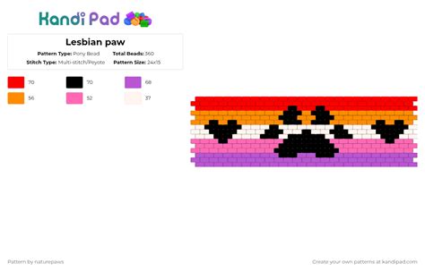 Lesbian Paw Pony Bead Pattern Kandi Pad Kandi Patterns Fuse Bead Patterns Pony Bead Patterns