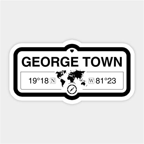 George town cayman islands gps coordinates map artwork with compass ...