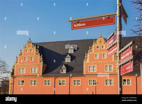 Tourist sign in front of the castle in Wolfenbuttel, Germany Stock Photo - Alamy