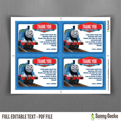 Thomas The Train Birthday Thank You Cards Instant Download And Edit