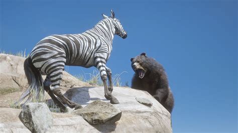 Zebra KICKs Grizzly Bear From The Cliff Red Dead Redemption 2 PC 4K