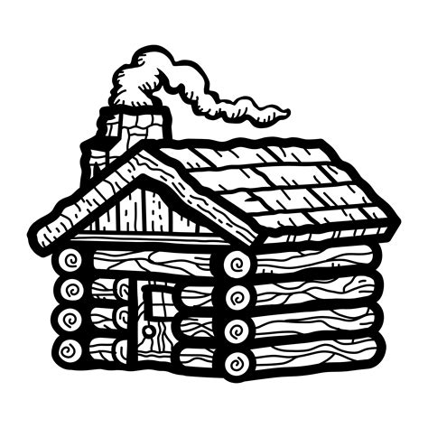 Cabin Log Clipart Clip Woods Old Outline Cabins Rustic Coloring Pages ...