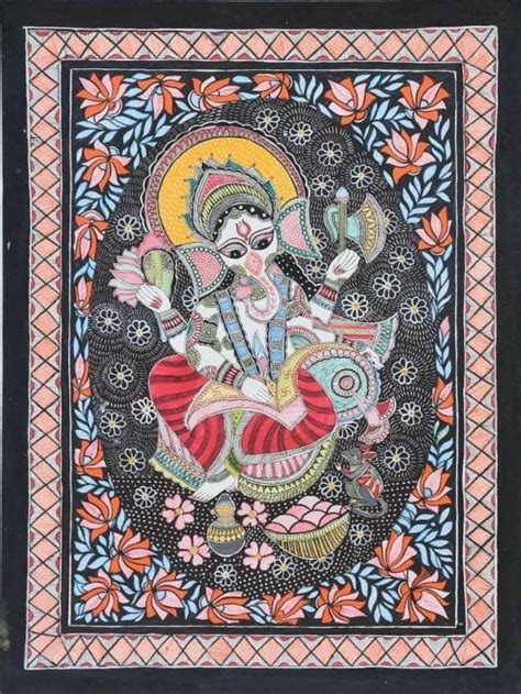 Ganesh Ji - Mithila painting (22" x 30") - International Indian Folk ...