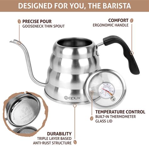 Gooseneck Kettle Stainless Steel Coffee Tea Stovetop Built In