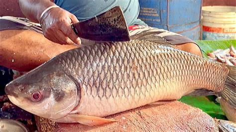 Fast Cutting Skill Big Rohu Fish Cutting By Expert Fish Cutter Youtube