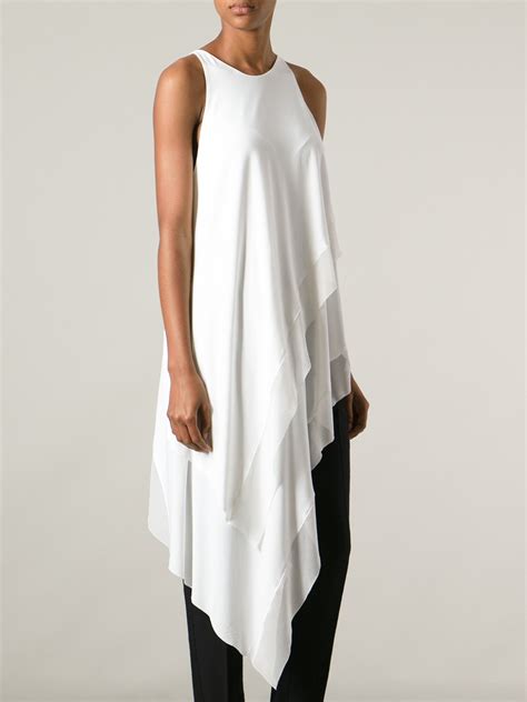 Donna Karan Layered Asymmetric Blouse In White Lyst