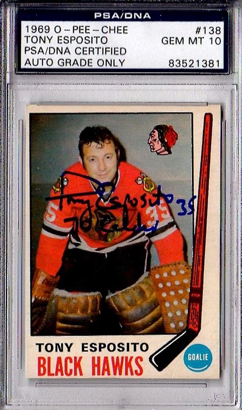 Mint 10 1969 O Pee Chee Tony Esposito 70 Calder Auto Signed Rookie