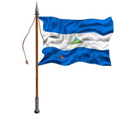 Bandeira Nacional Da Nicarágua Fundo Com Bandeira Da Nicarágua Foto Premium