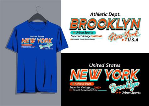 Una Camisa Azul Que Dice Nyc Est Colgada En Una Percha Vector Premium