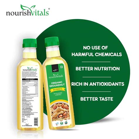 Buy NOURISHVITALS ORGANIC GROUNDNUT COLD PRESSED OIL RICH IN VITAMINS