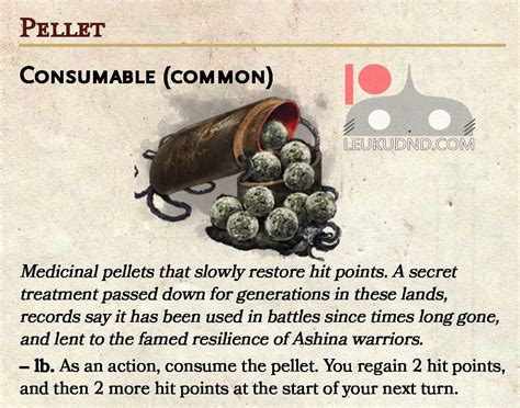 Sekiro DnD 5e Magic Items: Part 6 Healing Consumables. – Leuku's ...