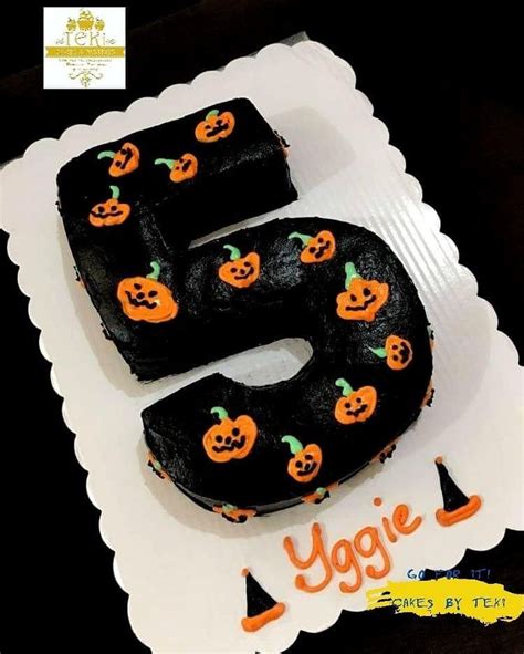 Halloween themed Number cake #5 in 2023 | Cake, Number cakes, Desserts