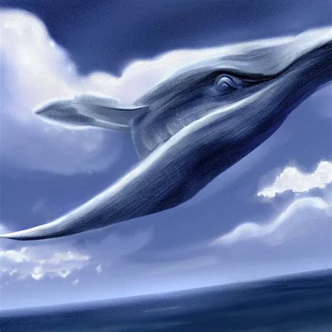 Concept Art Blue Whale Fly In The Cloud Digital Stable Diffusion