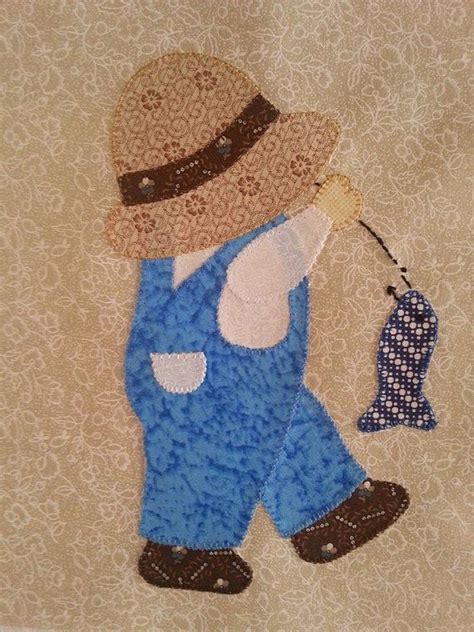 Sunbonnet Overall Sam Fishing Applique Quilt Kit Applique Quilts