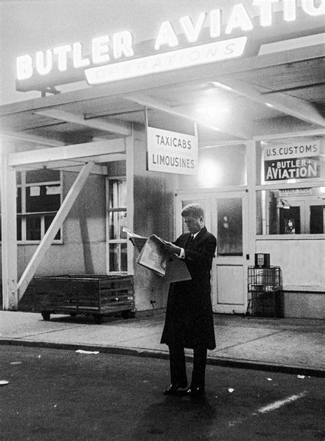 Jfk At Laguardia Airport Catching Up On The News During His Primary