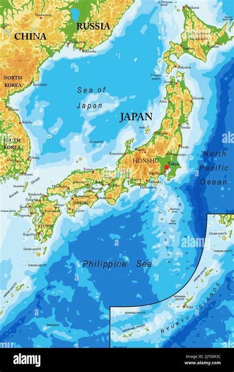 Highly Detailed Physical Map Of Japanin Vector Formatwith All The