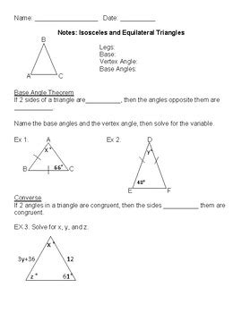 Notes And Examples Isosceles And Equilateral Triangles By El Profe Perez