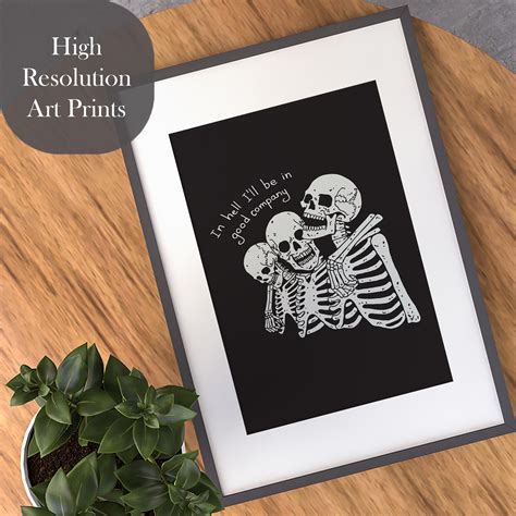 Funny Skeleton Halloween Wall Art Print Autumn Home Decor Retro