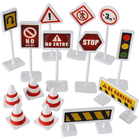 10 Sets Traffic Road Sign Toys Miniature Traffic Barricades Signs Kids ...