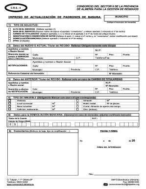 Completable En línea dipalme IMPRESO DE ACTUALIZACIN DE PADRONES