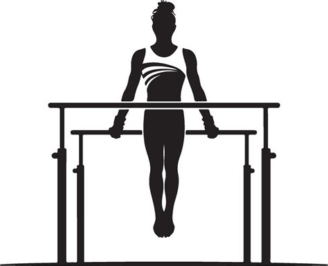 Female Gymnast Silhouette On Parallel Bars In Black And White