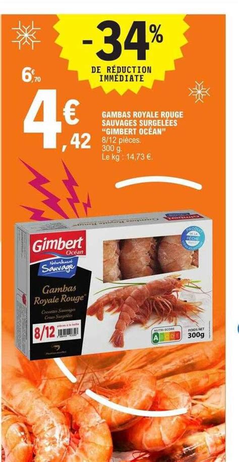 Promo Gambas royale rouge sauvages surgelées chez E Leclerc