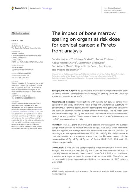 PDF The Impact Of Bone Marrow Sparing On Organs At Risk Dose For