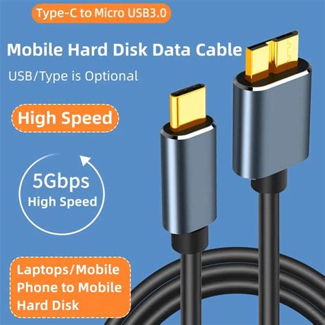 USB Tipo C Para Micro B 3 0 Cabo Conector 5Gbps Transmiss O De Alta