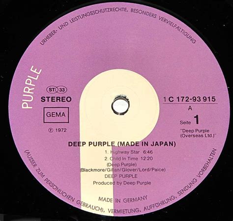 DEEP PURPLE Made in Japan German Release 2LP Album Cover Gallery & 12 ...