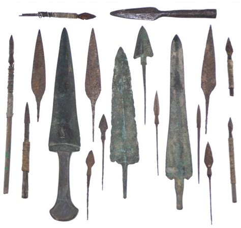 Eighteen Spear Points Bronze Iron Etc Lot 2218