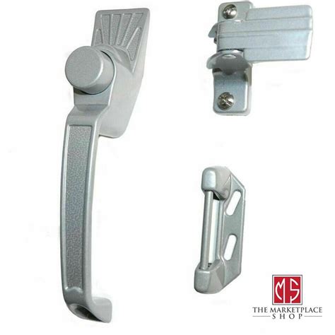 Screen Door Handle Set Latches Aluminum Silver Push Button Storm Latche