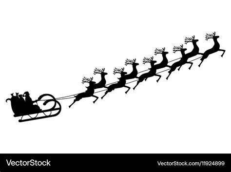 Santa Claus Rides In A Sleigh In Harness On The Vector Image