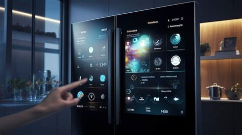 Premium Photo | A smart refrigerator with a touchscreen display and built in cameras for ...